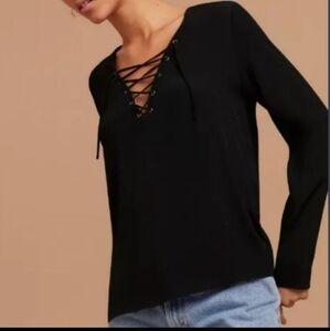 Aritzia Wilfred Free Black Lace Up Top Size S